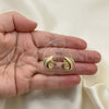 Oro Laminado Stud Earring, Gold Filled Style with White Micro Pave, Polished, Golden Finish, 02.156.0657