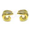 Oro Laminado Stud Earring, Gold Filled Style with White Micro Pave, Polished, Golden Finish, 02.156.0657
