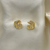 Oro Laminado Stud Earring, Gold Filled Style with White Micro Pave, Polished, Golden Finish, 02.156.0657