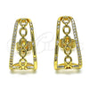 Gold Filled Ring — Stud Earring Rolo Design with White Micro Pave — alternate product view — SKU 152327 | Oro Laminado anillo — Stud Earring Rolo diseño with blanco Micro Pave — SKU 152327
