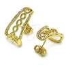 Gold Filled Ring — Stud Earring Rolo Design with White Micro Pave — alternate product view — SKU 152327 | Oro Laminado anillo — Stud Earring Rolo diseño with blanco Micro Pave — SKU 152327