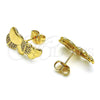 Gold Filled Ring — Stud Earring Heart Design with White Micro Pave — alternate product view — SKU 152329 | Oro Laminado anillo — Stud Earring corazón diseño with blanco Micro Pave — SKU 152329
