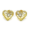 Gold Filled Ring — Stud Earring Heart Design with White Micro Pave — alternate product view — SKU 152330 | Oro Laminado anillo — Stud Earring corazón diseño with blanco Micro Pave — SKU 152330