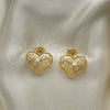 Gold Filled Ring — Stud Earring Heart Design with White Micro Pave — alternate product view — SKU 152330 | Oro Laminado anillo — Stud Earring corazón diseño with blanco Micro Pave — SKU 152330