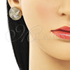 Oro Laminado Stud Earring, Gold Filled Style with White Micro Pave, Polished, Golden Finish, 02.156.0664