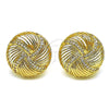 Oro Laminado Stud Earring, Gold Filled Style with White Micro Pave, Polished, Golden Finish, 02.156.0664