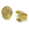 Oro Laminado Stud Earring, Gold Filled Style with White Micro Pave, Polished, Golden Finish, 02.156.0664