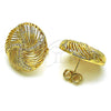 Oro Laminado Stud Earring, Gold Filled Style with White Micro Pave, Polished, Golden Finish, 02.156.0664