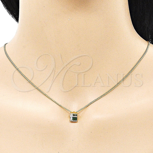 Gold Filled Ring — Earring and Pendant Adult Set with Green and — alternate product view — SKU 152335 | Oro Laminado anillo — Earring and Pendant Adult Set with Green and — SKU 152335