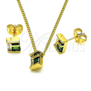 Gold Filled Ring — Earring and Pendant Adult Set with Green and — main product view — SKU 152335 | Oro Laminado anillo — Earring and Pendant Adult Set with Green and — SKU 152335
