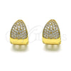 Oro Laminado Huggie Hoop, Gold Filled Style with White Micro Pave, Polished, Golden Finish, 02.195.0165.12