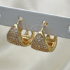 Oro Laminado Huggie Hoop, Gold Filled Style with White Micro Pave, Polished, Golden Finish, 02.195.0165.12