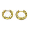 Oro Laminado Huggie Hoop, Gold Filled Style Twist Design, Polished, Golden Finish, 02.195.0169.15