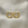 Oro Laminado Huggie Hoop, Gold Filled Style Twist Design, Polished, Golden Finish, 02.195.0169.15