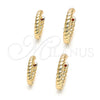 Oro Laminado Huggie Hoop, Gold Filled Style Twist Design, Polished, Golden Finish, 02.195.0169.15