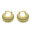Oro Laminado Small Hoop, Gold Filled Style Hollow Design, Diamond Cutting Finish, Golden Finish, 02.163.0181.20
