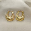 Oro Laminado Small Hoop, Gold Filled Style Hollow Design, Diamond Cutting Finish, Golden Finish, 02.163.0181.20