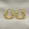 Oro Laminado Small Hoop, Gold Filled Style Bamboo and Hollow Design, Polished, Golden Finish, 02.163.0185.25