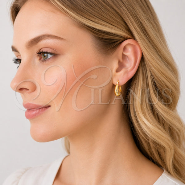 Gold Filled Hoop Earrings — Small Hoop Hollow Design Polished 02. — alternate product view — SKU 152356 | Oro Laminado aretes de aro — Small Hoop Hollow diseño pulido 02. — SKU 152356
