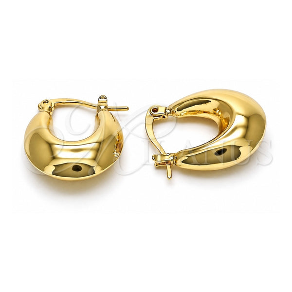 Oro Laminado Small Hoop, Gold Filled Style Hollow Design, Polished, Golden Finish, 02.163.0189.20