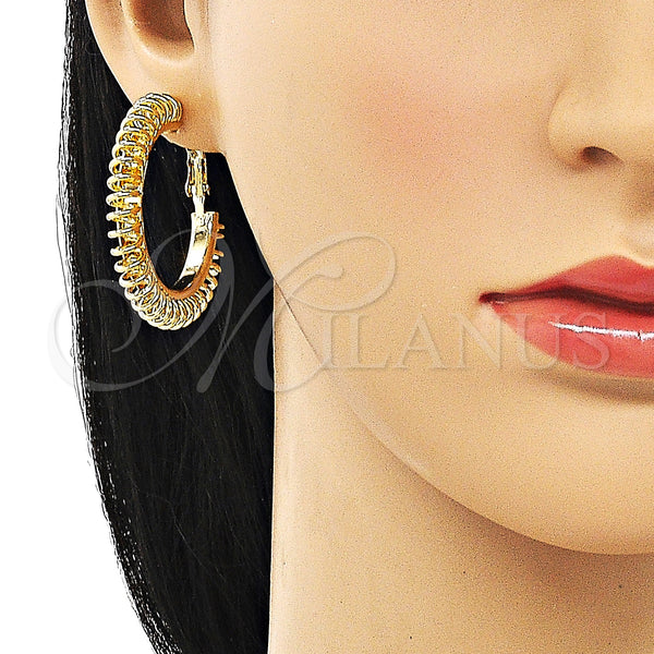 Gold Filled Hoop Earrings — Medium Hoop Spiral Design Polished 02. — alternate product view — SKU 152392 | Oro Laminado aretes de aro — Medium Hoop Spiral diseño pulido 02. — SKU 152392
