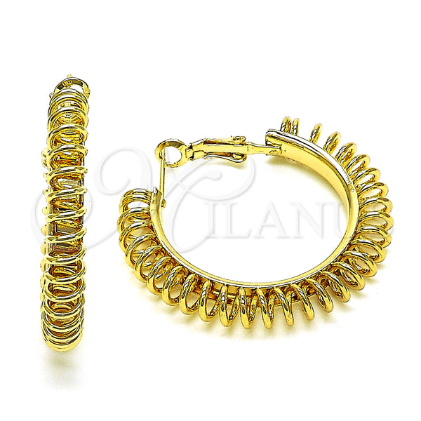 Gold Filled Hoop Earrings — Medium Hoop Spiral Design Polished 02. — main product view — SKU 152392 | Oro Laminado aretes de aro — Medium Hoop Spiral diseño pulido 02. — SKU 152392