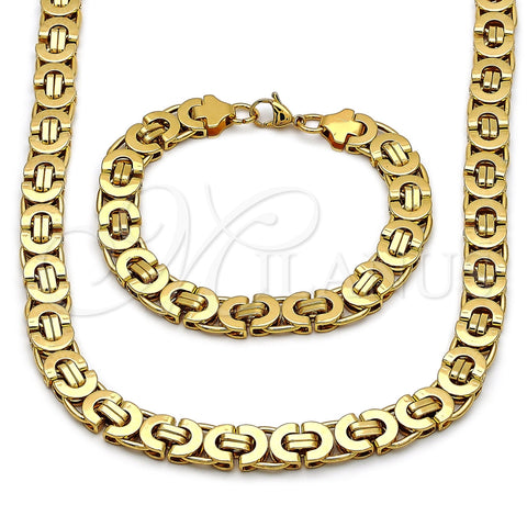 Stainless Steel Necklace and Bracelet, Polished, Golden Finish, 06.363.0035.2.22