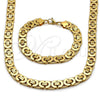 Stainless Steel Necklace and Bracelet, Polished, Golden Finish, 06.363.0035.2.22
