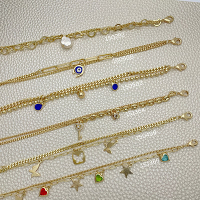 Gold Filled Bracelet — 15 Double Bracelets Trendy $6.67 each for $ for wholesale, main product view
