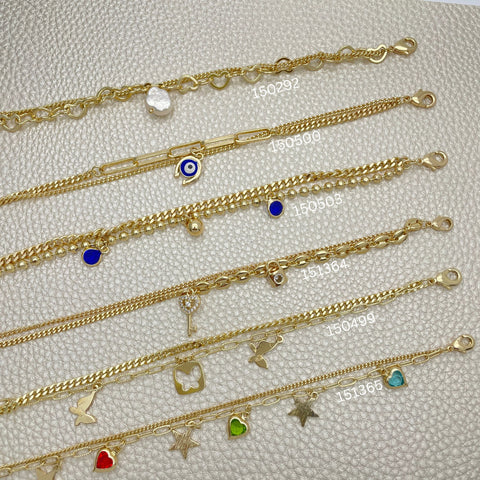 15 Double Bracelets Trendy ($6.67 each) for $100 Gold Layered