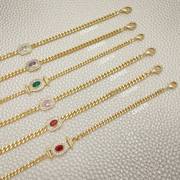 Gold Filled Bracelet — 20 Zirconia Frame Bracelets Trendy $5.00 each for — main product view — SKU 152400 | Oro Laminado brazalete — 20 Zirconia Frame Bracelets Trendy $5.00 each for — SKU 152400