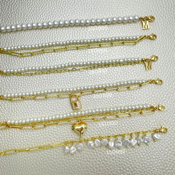 15 Pearl Paperclip Bracelets Trendy ($6.67 each) for $100 Gold Layered