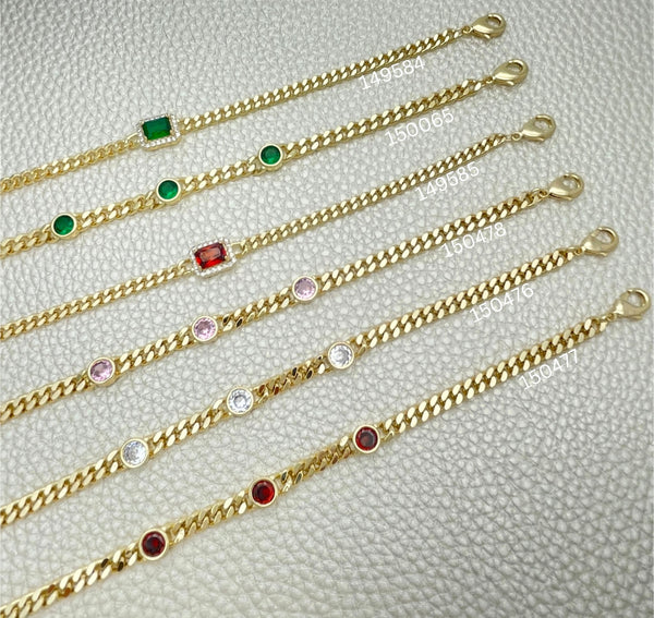 Gold Filled Bracelet — 20 Zirconia Frame Bracelets Trendy $5.00 each for — main product view — SKU 152402 | Oro Laminado brazalete — 20 Zirconia Frame Bracelets Trendy $5.00 each for — SKU 152402