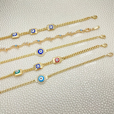 Gold Filled Bracelet — 20 Trendy Evil Eye Frame Bracelets $5.00 each for wholesale, main product view