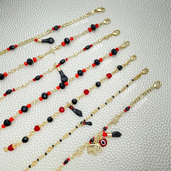 Gold Filled Bracelet — 25 Azavache Baby Bracelets $4.00 each for $ — main product view — SKU 152404 | Oro Laminado brazalete — 25 Azavache Baby Bracelets $4.00 each for $ — SKU 152404