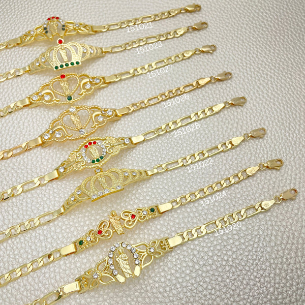 Gold Filled Bracelet — 20 Religious ID Bracelets Gaudalupe San Judas San — main product view — SKU 152409 | Oro Laminado brazalete — 20 Religious ID Bracelets Gaudalupe San Judas San — SKU 152409