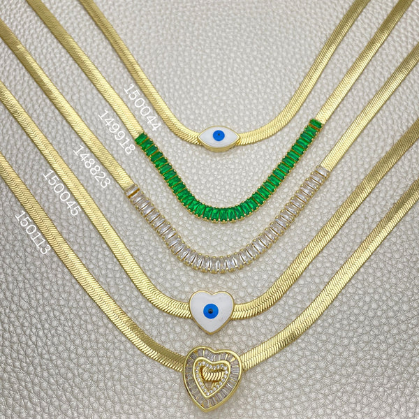 Gold Filled Ring — 12 Herring Bone Fancy Necklaces Assorted $8.33 each — main product view — SKU 152411 | Oro Laminado anillo — 12 Herring Bone elegante Necklaces Assorted $8.33 each — SKU 152411