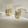 Oro Laminado Huggie Hoop, Gold Filled Style Leaf Design, Polished, Tricolor, 02.102.0072.15