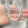 Stainless Steel Basic Necklace, Curb Design, Polished, Steel Finish, 04.257.0005.28 (12 MM Thickness, 28 Inches Length)