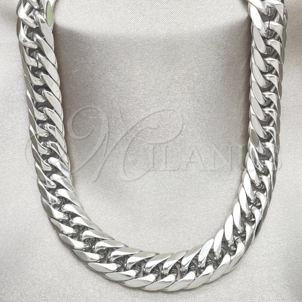 Stainless Steel Necklace — Basic Necklace Curb Design Polished 04. 12 MM — main product view — SKU 152432 | Acero Inoxidable collar — básico Necklace Curb diseño pulido 04. 12 MM — SKU 152432