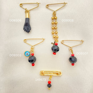 Gold Filled Pendant — 35 Brooches Pendant with Azabache for $ $2.85ea — main product view — SKU 152439 | Oro Laminado dije — 35 Brooches Pendant with Azabache for $ $2.85ea — SKU 152439