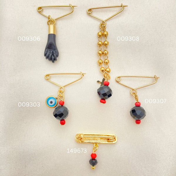 Gold Filled Pendant — 35 Brooches Pendant with Azabache for $ $2.85ea — main product view — SKU 152439 | Oro Laminado dije — 35 Brooches Pendant with Azabache for $ $2.85ea — SKU 152439