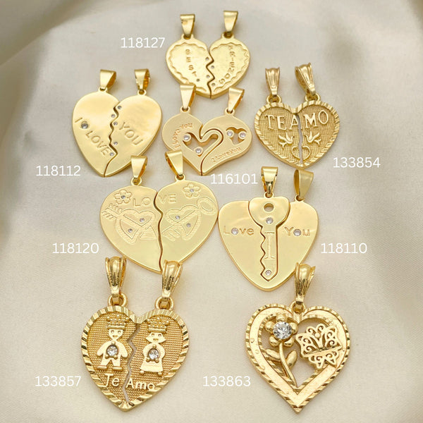Gold Filled Pendant — 25 Double Heart Pendants with for $ $4.00ea — main product view — SKU 152441 | Oro Laminado dije — 25 Double corazón Pendants with for $ $4.00ea — SKU 152441