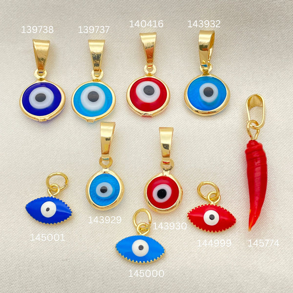 Gold Filled Pendant — 40 Assorted Evil Eye and Lucky Pendants for — main product view — SKU 152445 | Oro Laminado dije — 40 Assorted Evil Eye and Lucky Pendants for — SKU 152445