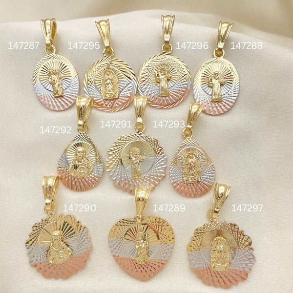 Gold Filled Pendant — 25 Tricolor Santo Pendants for $ $4.00ea ea — main product view — SKU 152450 | Oro Laminado dije — 25 Tricolor Santo Pendants for $ $4.00ea ea — SKU 152450
