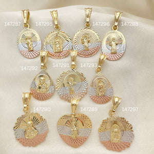 Gold Filled Pendant — 25 Tricolor Santo Pendants for $ $4.00ea ea — main product view — SKU 152450 | Oro Laminado dije — 25 Tricolor Santo Pendants for $ $4.00ea ea — SKU 152450