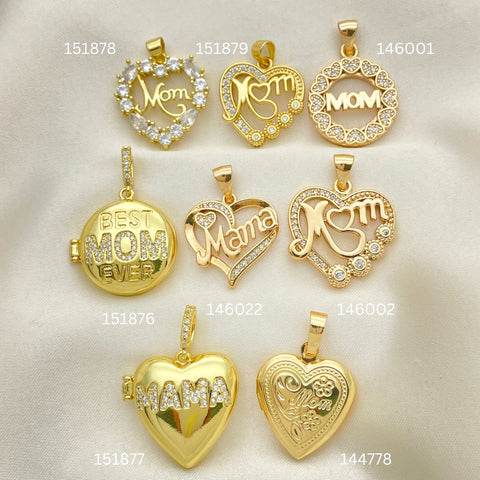 25 Mom and Mama Pendants for Mothers Oro Laminado por $100 ($4.00ea) c/u en Gold Layered 