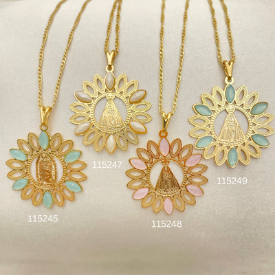 Gold Filled Necklace — 25 Mother of Pearl Caridad del Cobre Necklaces for wholesale, main product view