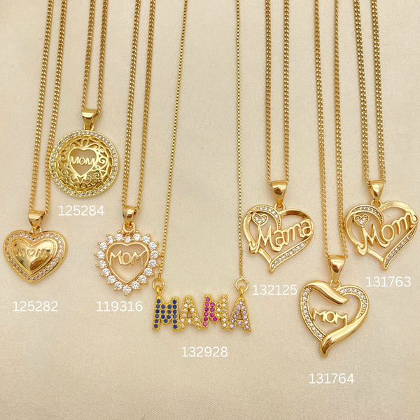 Gold Filled Necklace — 25 Mother Mama Mom Necklaces Assorted in for — main product view — SKU 152455 | Oro Laminado collar — 25 Mother Mama Mom Necklaces Assorted in for — SKU 152455