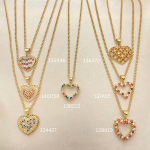 Gold Filled Necklace — 25 Mother Mama Mom Heart Necklaces Assorted in — main product view — SKU 152459 | Oro Laminado collar — 25 Mother Mama Mom corazón Necklaces Assorted in — SKU 152459